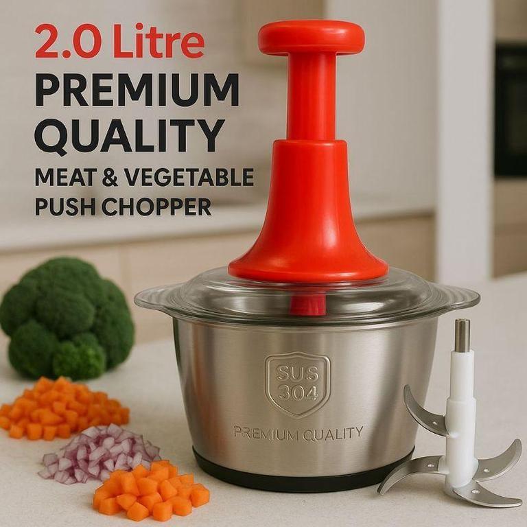 2L Stainless Steel Manual Food Chopper | Multi-Purpose Chopper