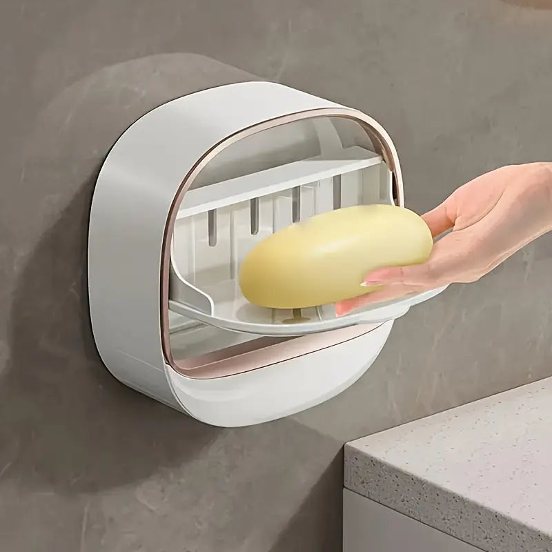 Mounted Luxury Soap Holder with Lid and Drainage Tray