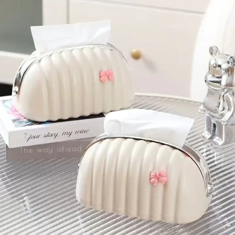 Shell Shape Tissue Box Holder – Elegant Wave Pattern Napkin Dispenser