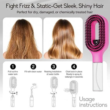 2-in-1 Misting Hair Brush with Water Spray – Detangling & Styling Comb**